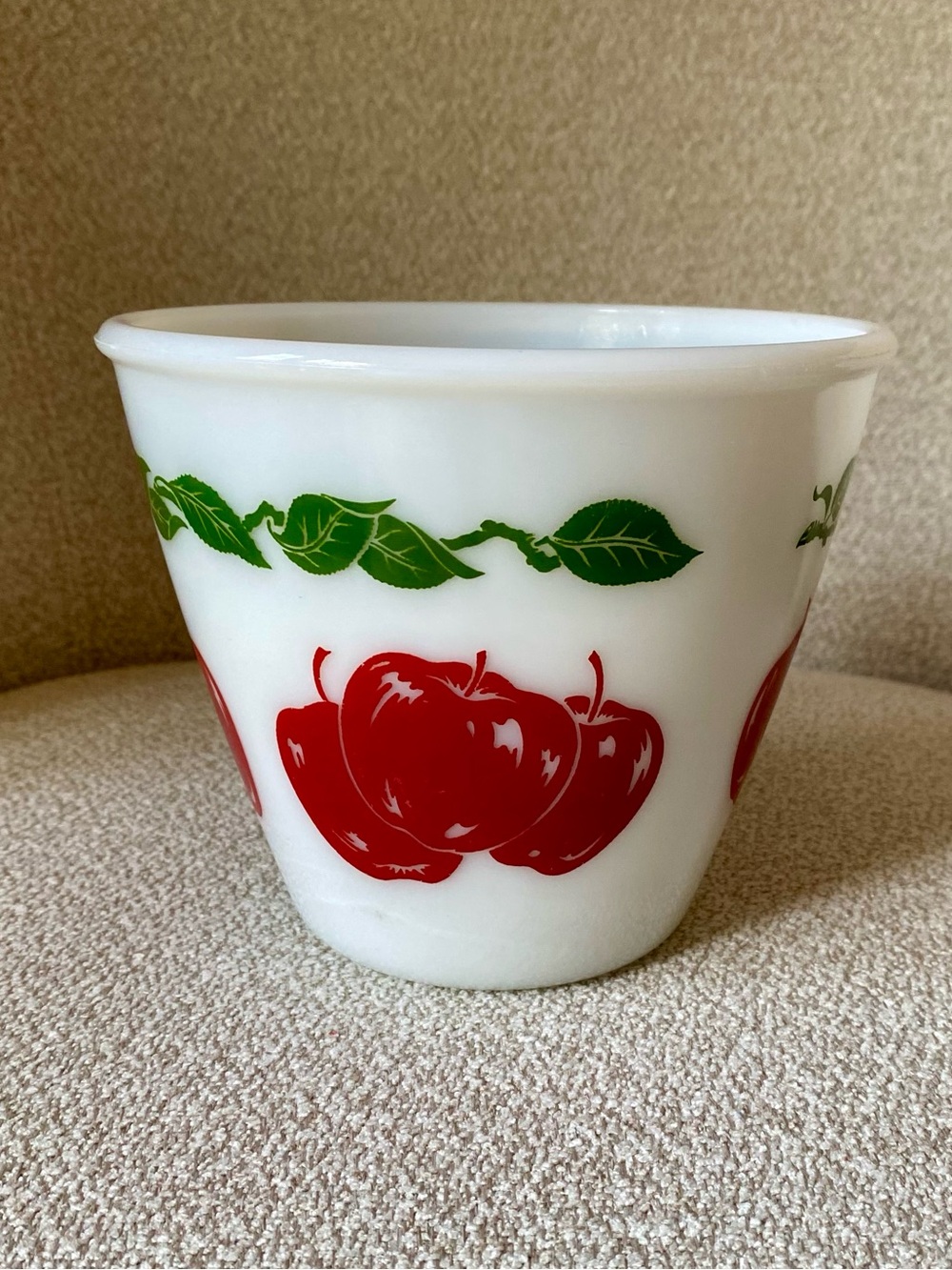 Vintage Hazel Atlas Milk Glass Apple Bowl
